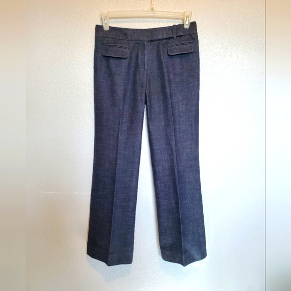 Etcetera Dark Chambray Wide Leg Boot Cut Long Trouser Pants Size 8 - Picture 1 of 8